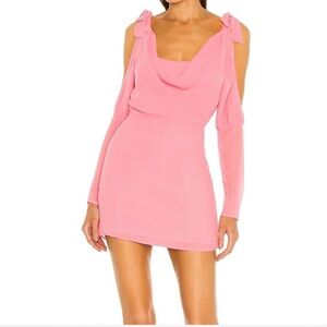 MAJORELLE Pink Mini Dress with Cutout Arms & Bow Detail